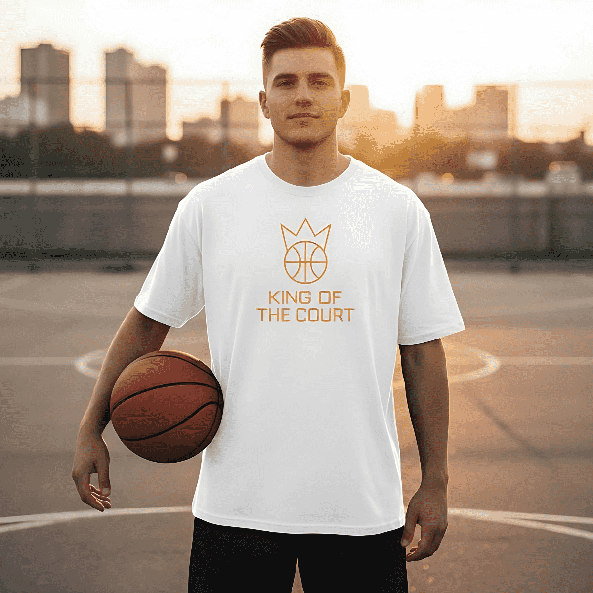 King of the Court T-Shirt – Golden Crown Basketball Design | Organic Streetwear von CourtKings