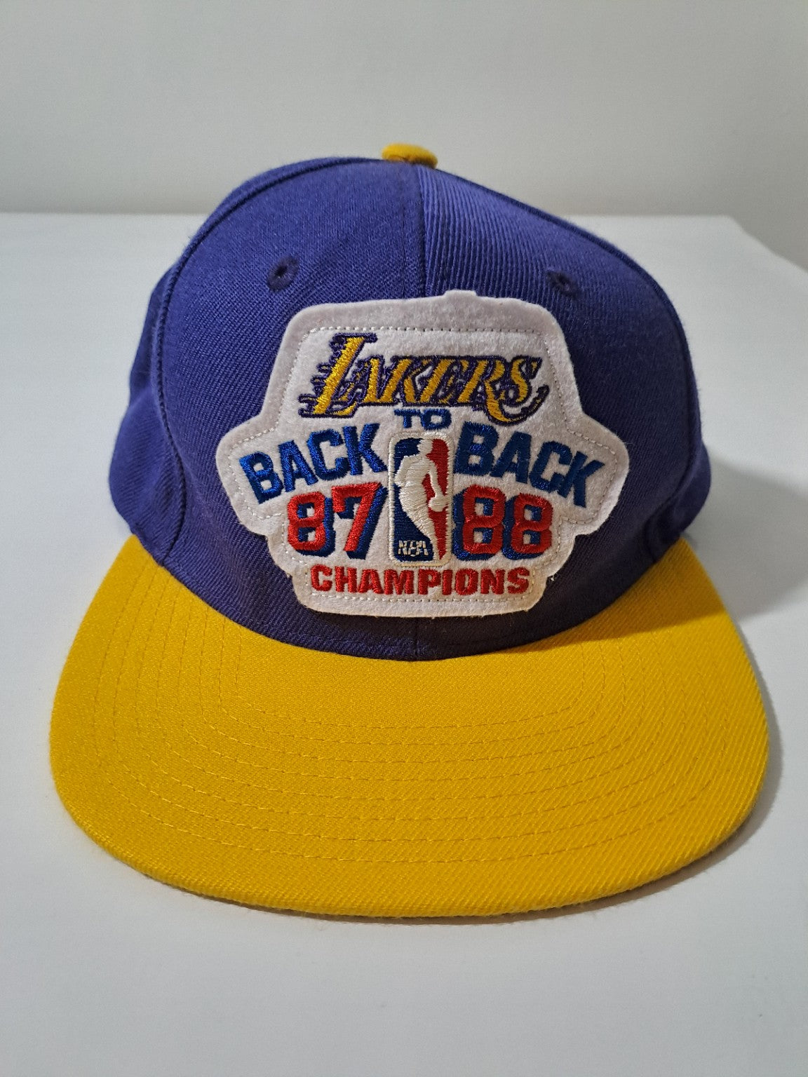 Vintage Lakers Back-to-Back Champions 87/88 Snapback – Purple/Yellow – NBA Retro Cap