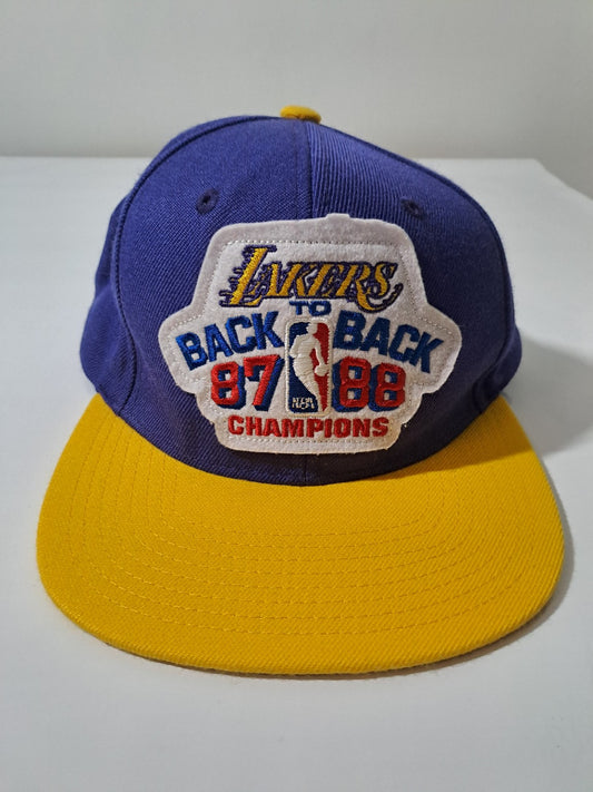 Vintage Lakers Back-to-Back Champions 87/88 Snapback – Purple/Yellow – NBA Retro Cap