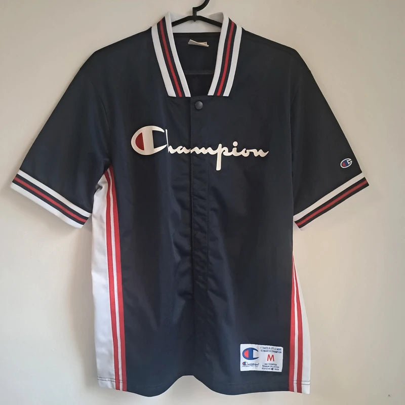 Vintage Champion Premium Baseball Jersey – Navy/Rot/Weiß (Größe M)