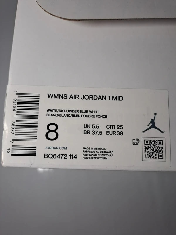 Air Jordan 1 Mid – White / Powder Blue (EU 39)