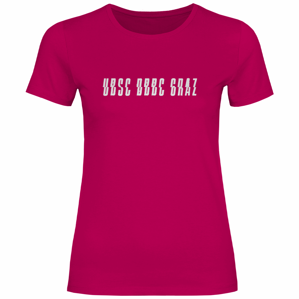 UBSC DBBC Damen T-Shirt – Grazer Uhrturm trifft Bold Statement (2-seitiger Druck)