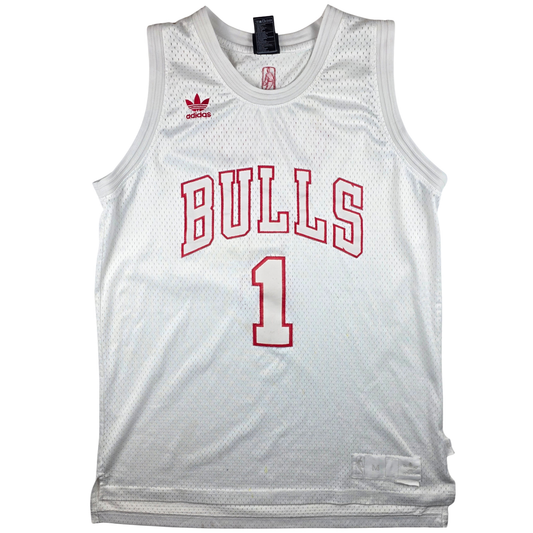 Chicago Bulls Derrick Rose #1 Trikot – adidas Originals „All White“ (weiß) – Gr. M