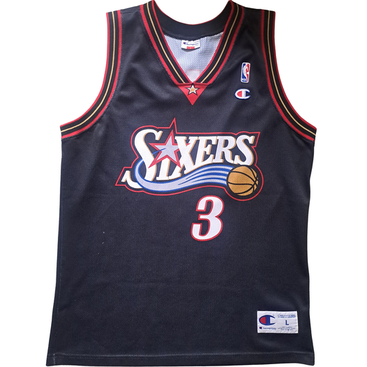 Allen Iverson #3 Philadelphia 76ers Trikot – Vintage Champion NBA Jersey Schwarz Gr. L