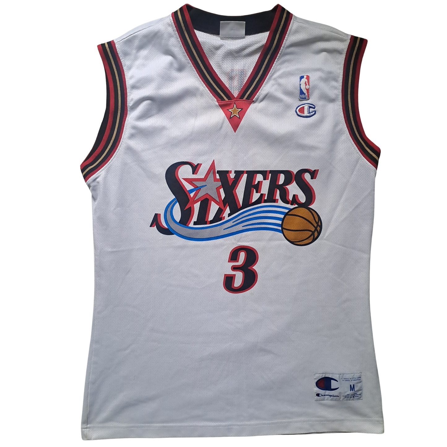 Allen Iverson #3 Philadelphia 76ers Trikot – Vintage Champion NBA Jersey Weiß Gr. M
