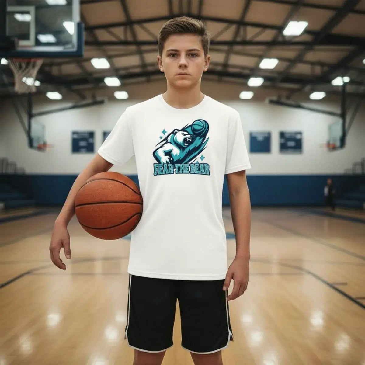 Fear the Bear Basketball T-Shirt – Eisbär Design, Bio Baumwolle