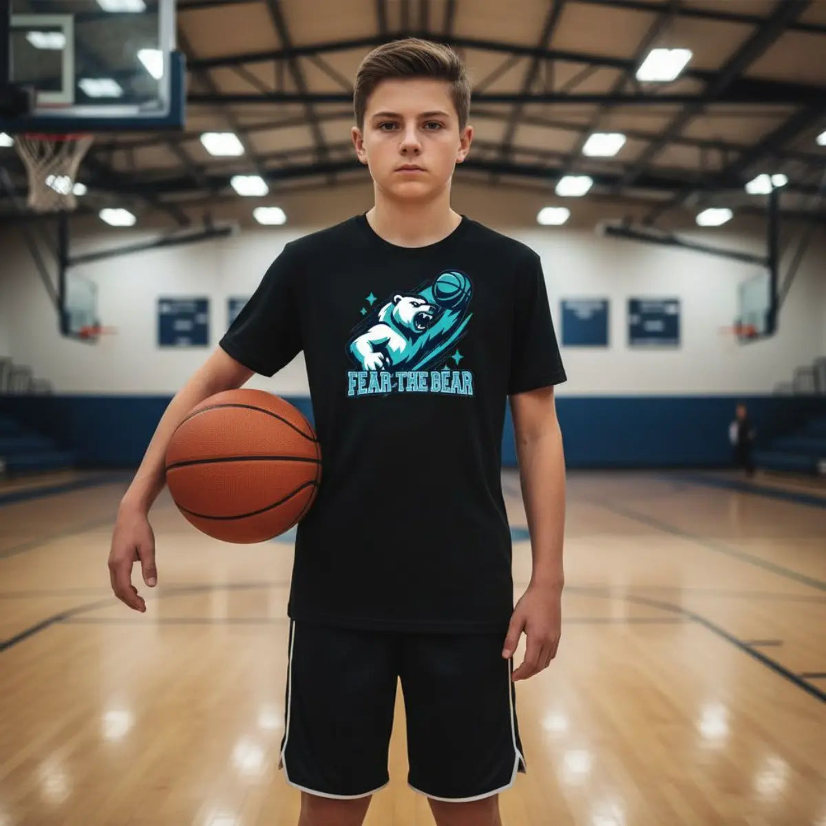 Fear the Bear Basketball T-Shirt – Eisbär Design, Bio Baumwolle