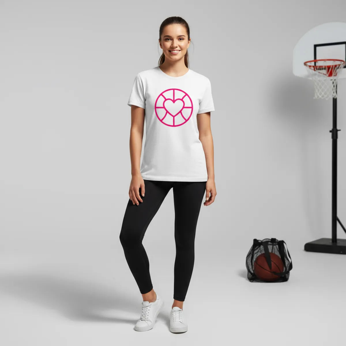 Basketball Mom Icon Tee – Magenta Heart Design | CourtKings