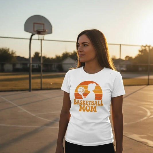 Basketball Mom Sunset Tee – Vintage Silhouette Style | CourtKings