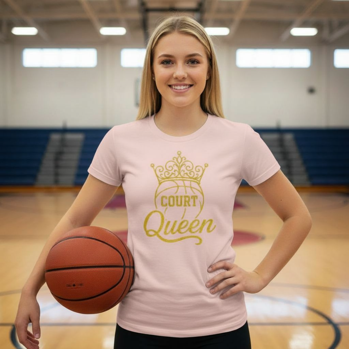 Court Queen T-Shirt – Goldene Krone Basketball Design | Organic Women Streetwear von CourtKings