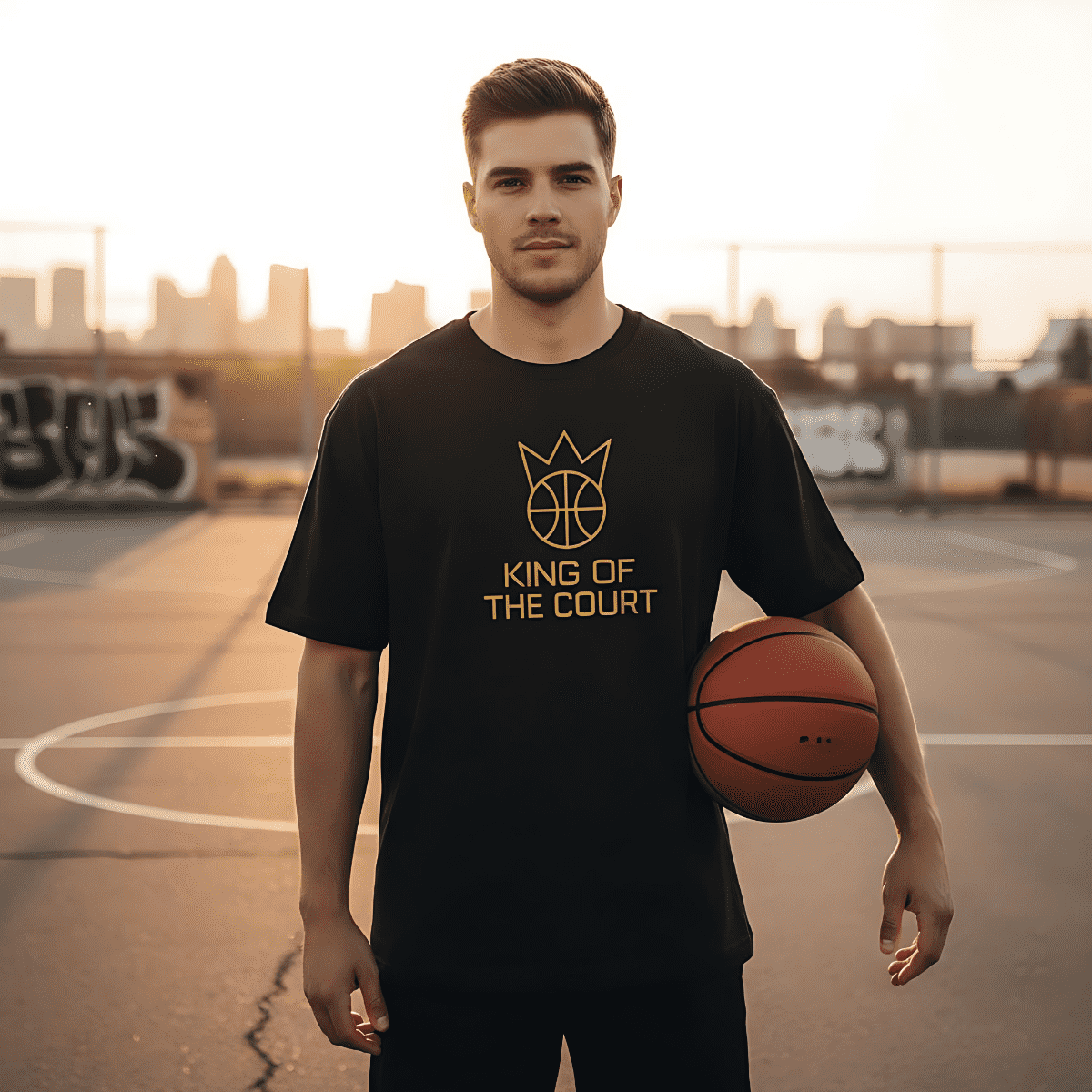 King of the Court T-Shirt – Golden Crown Basketball Design | Organic Streetwear von CourtKings