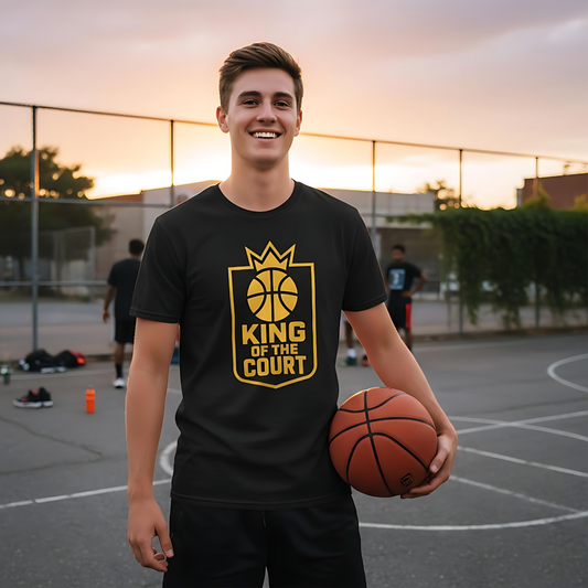 King of the Court Crest T-Shirt – Basketball Krone Gold Edition | Premium Organic Streetwear