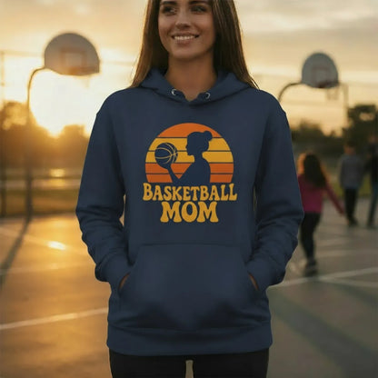 Basketball Mom Vintage Hoodie – Retro Sunset Design | CourtKings