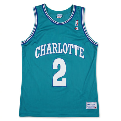 Larry Johnson #2 Charlotte Hornets Trikot – Champion Teal (Vintage 90s, L)