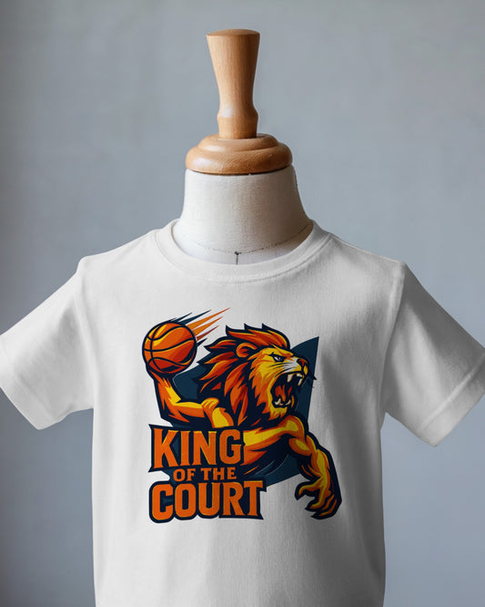 King of the Court Basketball T-Shirt – Löwe Design, Bio Baumwolle