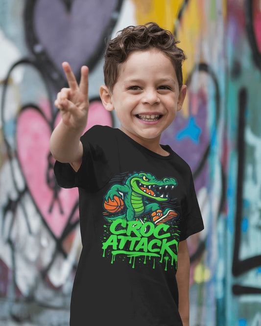 Croc Attack Basketball Kids T-Shirt – Bio Baumwolle