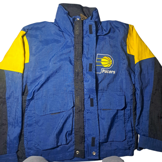 Vintage Indiana Pacers Jacke – Official NBA Licensed – Genuine Stuff – Größe M – Blau/Gelb